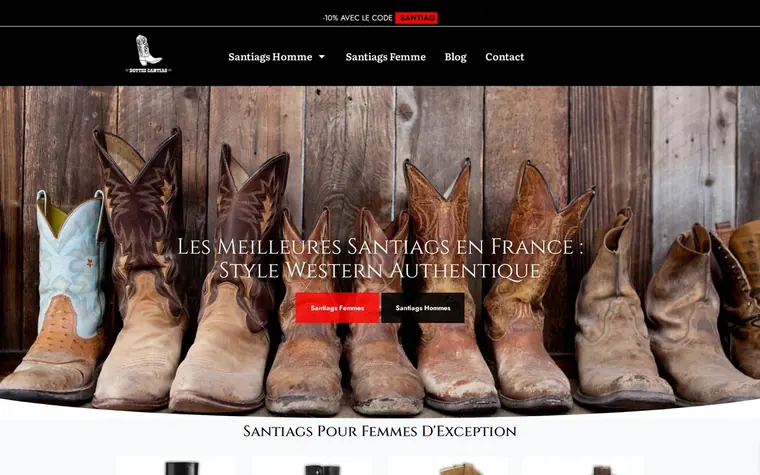 Page d'accueil de bottes-santiag.fr, boutique de santiags.