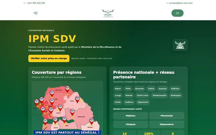 Page d'accueil de ipmsdv.com, institution de prévoyance santé.